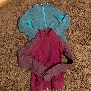 2 tight fit zip up jackets